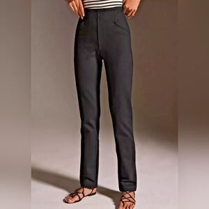 NWT Anthropologie Maeve Slim Leggings BACK SLIT PANTS Ponte Knit Black XL